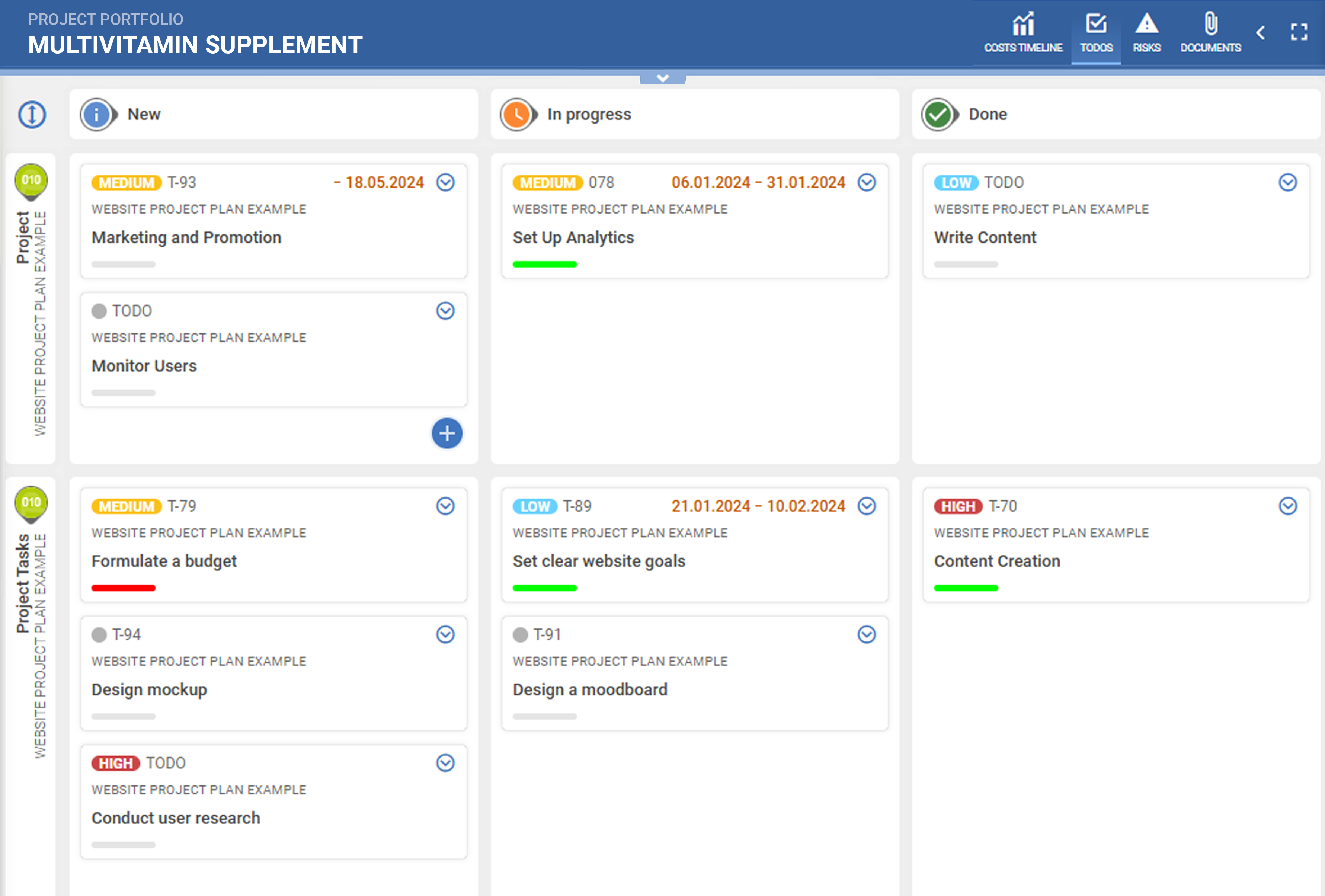 PQFORCE Kanban board screenshot showing workflow from do to done